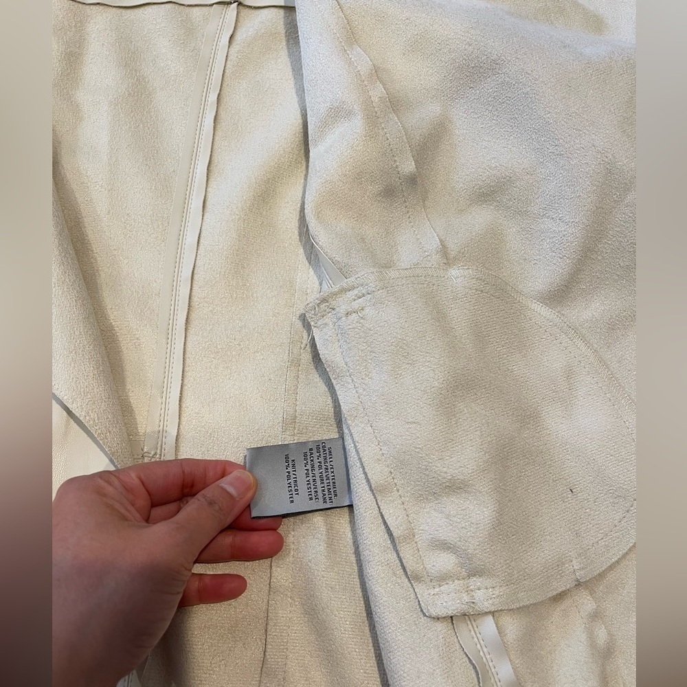 BAGATELLE Faux Leather Knit Open Drape Cream Jacket - Picture 4 of 10